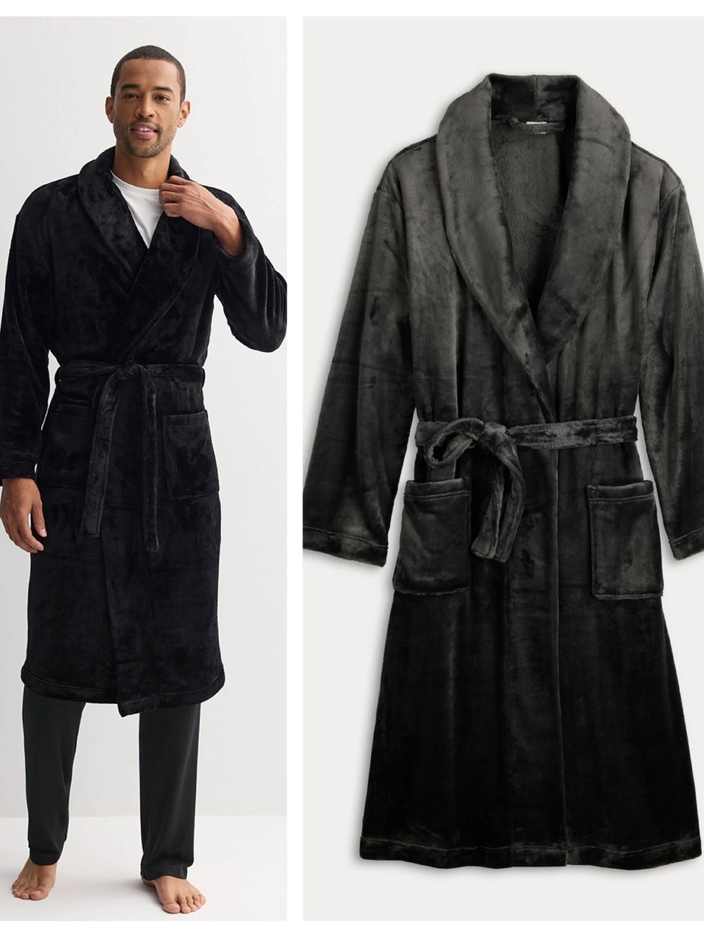 NWT Sonoma Goods For Life Men’s The Supersoft Plush Robe S/M Black Long Kohls